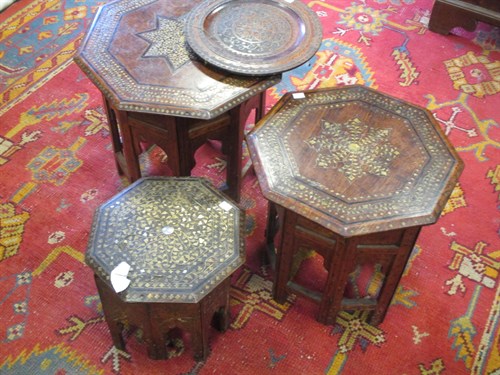 Lot 541 - Three early 20th century Indian brass inlaid...