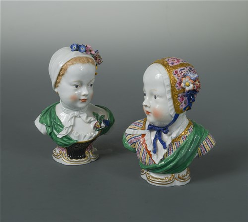 Lot 10 - A  composed pair of Meissen portrait busts of the Bourbon children