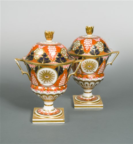 Lot 3 - A pair of English porcelain two handled Masonic tureens and covers, probably Flight & Barr