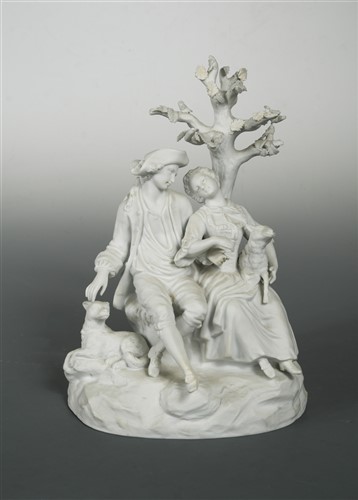 Lot 16 - A bisque porcelain figure group, possibly Sevres