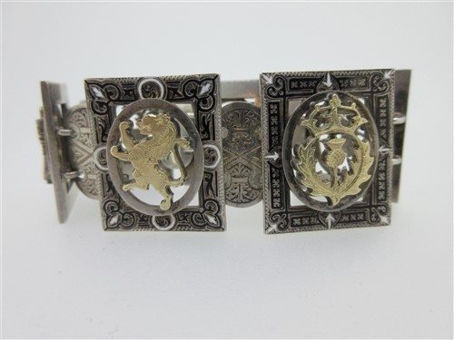 Lot 35 - A Scottish parcel gilt and enamel bracelet