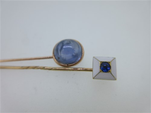 Lot 227 - A star sapphire stick pin and six others set with jewels