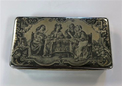 Lot 320 - A French metalwares parcel gilt and neillo snuff box