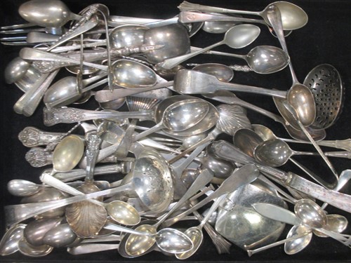 Lot 243 - A collection of assorted silver flatware