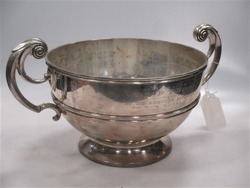 Lot 264 - A large two handled silver bowl