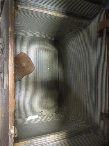Lot 179 - A leather travelling trunk together with a metal strong box