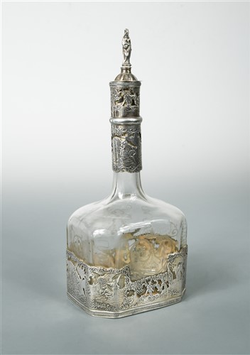 Lot 543 - A late 19th century Dutch metalwares silver and glass decanter