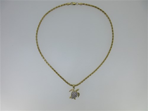 Lot 296 - A diamond set turtle pendant and chain necklace