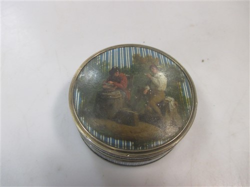 Lot 116 - An early 19th century blue and white enamel and silver mounted box