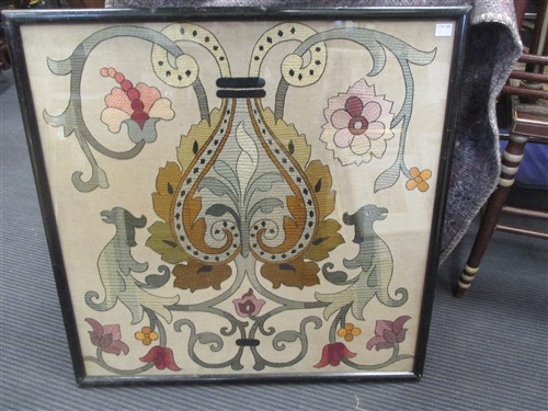 Lot 299 - An early 20th century silk worked picture on a...