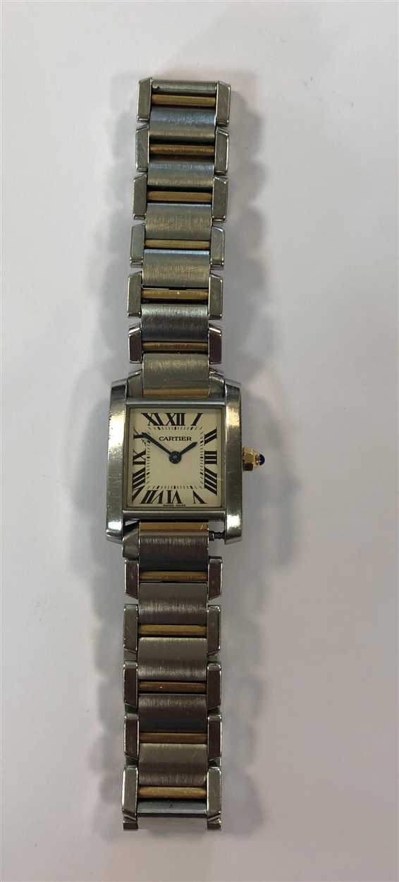 Lot 475 - Cartier - A lady's bi-metal Tank Francaise wristwatch