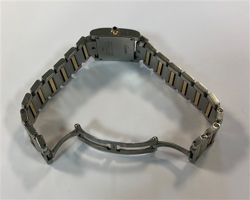 Lot 475 - Cartier - A lady's bi-metal Tank Francaise wristwatch