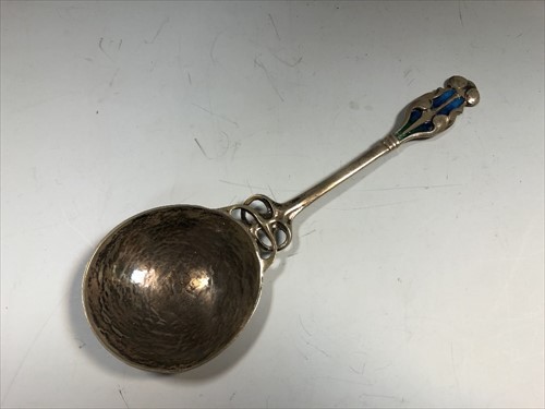 Lot 98 - An Edward VII silver and enamel spoon