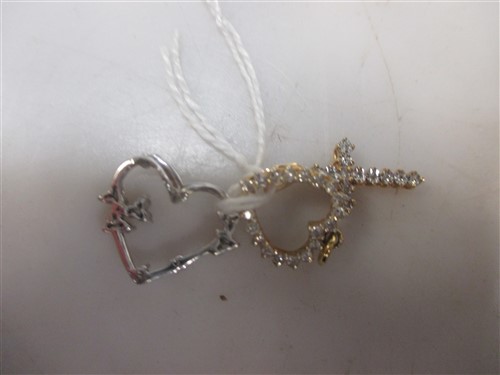 Lot 196 - Tow 9ct gold diamond set heart pendants