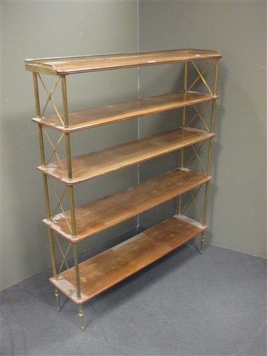 Lot 386 - A mahogany open front bookcase, with brass...