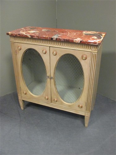 Lot 399 - Two door faux-marble topped cupboard, with...