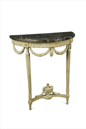 Lot 403 - A Louis XVI style grey painted marble console table, mid 19th century