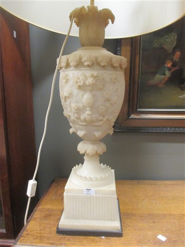 Lot 162 - A large alabaster table lamp, 68cm high