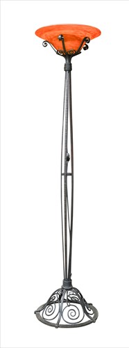 Lot 4 - A Daum glass and wrought iron uplighter attributed to Edgar Brandt