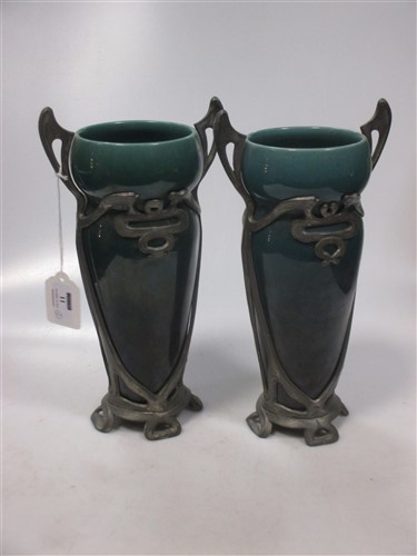 Lot 11 - A near pair of Art Nouveau vases