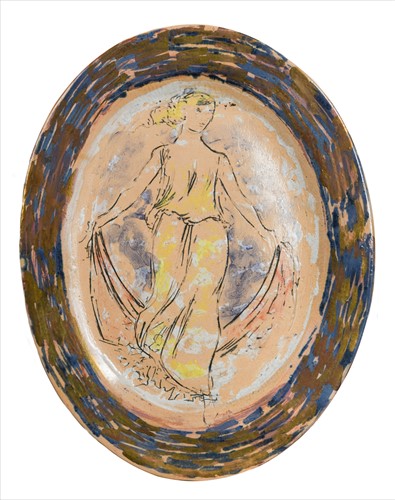 Lot 55 - A large Quentin Bell Fulham pottery oval charger