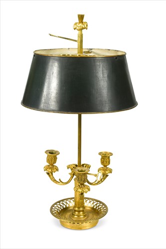 Lot 404 - A French ormolu and tole bouillote lamp, mid 19th century