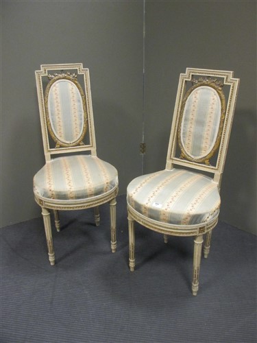 Lot 385 - A pair of painted frame open armchairs, in...