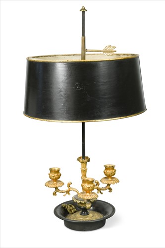 Lot 406 - A French ormolu and tole bouillote lamp, mid 19th century