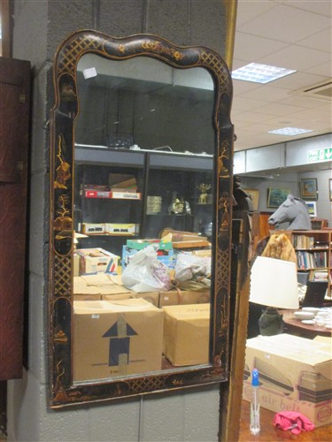 Lot 408 - A Chinoiserie style lacquered mirror 80 x 43cm