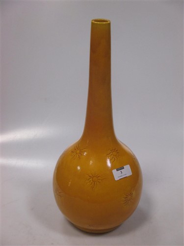 Lot 3 - A Burmantofts yellow glazed bottle vase