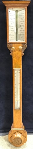 Lot 273 - An oak stick barometer, 19th century