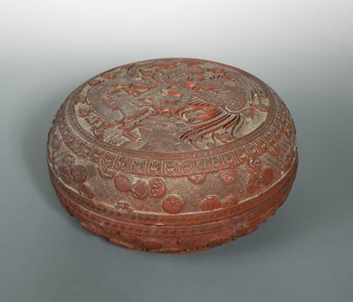 Lot 146 - A Chinese cinnabar lacquer circular box and cover, Late Qing Dynasty
