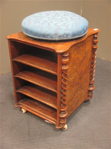 Lot 392 - A Victorian patent walnut piano stool, stamped...