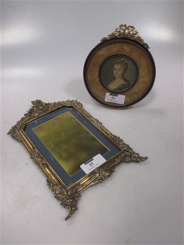 Lot 33 - An Edwardian enamelled & brass photo frame &...