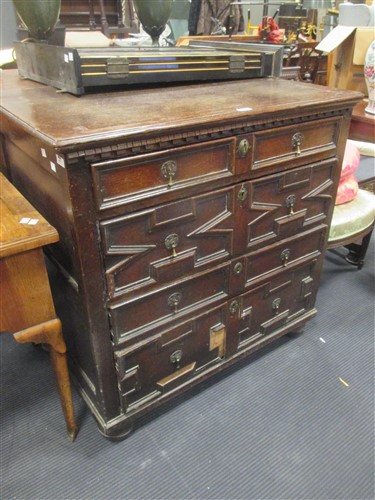 Lot 460 - An 18th century oak chest of drawers with...