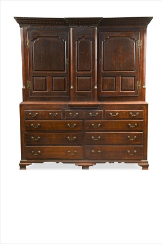 Lot 283 - A George III oak housekeeper's cupboard 