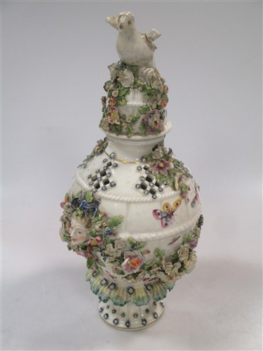 Lot 29 - A Bow encrusted porcelain vase and cover