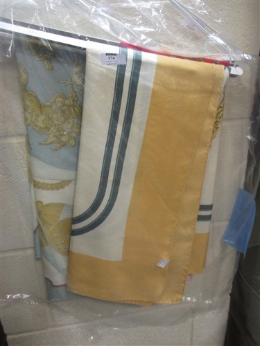 Lot 174 - Four silk scarves including Hermes