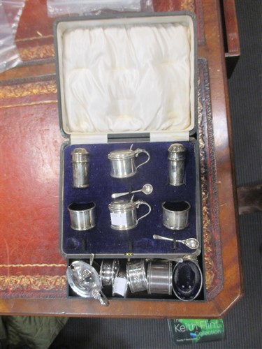 Lot 278 - A six piece silver condiment set together with...