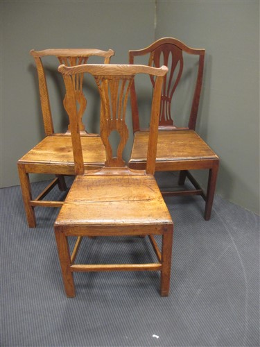 Lot 476 - A set of six 18th century and later elm dining...