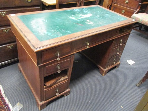 Lot 468 - A late Victorian walnut pedestal desk, with...