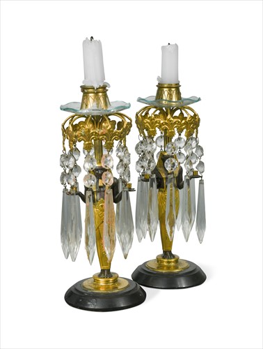 Lot 390 - A pair of bronze lustres, mid 19th century