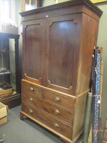 Lot 480 - A George III mahogany press, 208 x 127 x 63cm