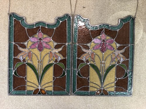 Lot 3 - A pair of Continental stained glass windows
