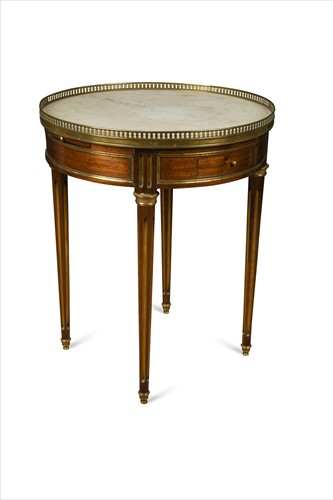 Lot 408 - A French inlaid brass and mahogany bouilliotte table, late 19th century
