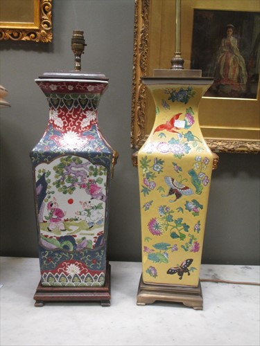 Lot 153 - Two decorative Chinese lamp bases