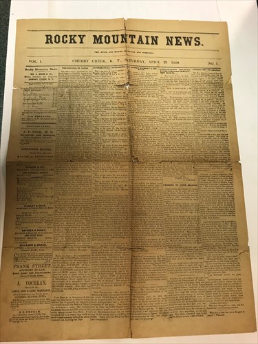 Lot 363 - returned to vendor by CA 13-7-2020. Rocky Mountain News No.1, 1859