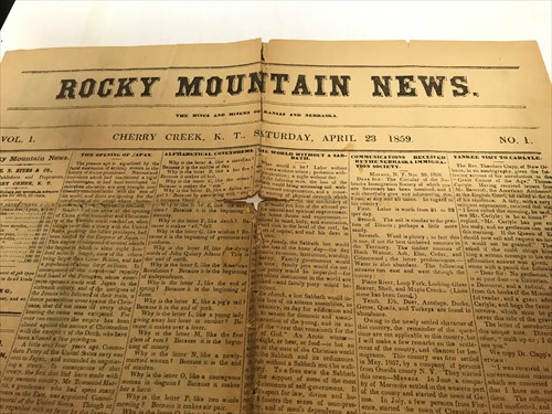 Lot 363 - returned to vendor by CA 13-7-2020. Rocky Mountain News No.1, 1859