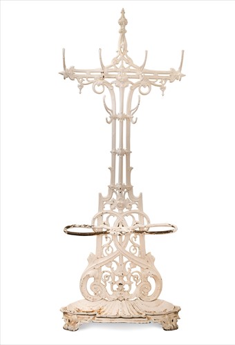 Lot 376 - A white painted cast iron  hall stand