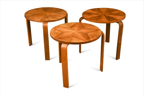 Lot 206 - Attributed to Alvar Aalto for Finmar, three stacking occasional tables